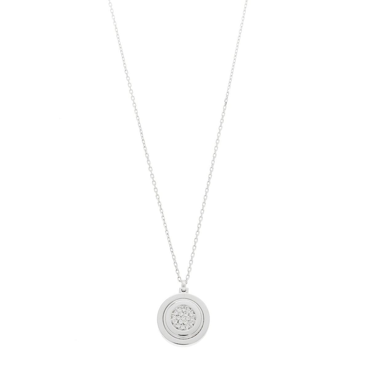 18K White Gold Diamond Orbital Pendant Necklace