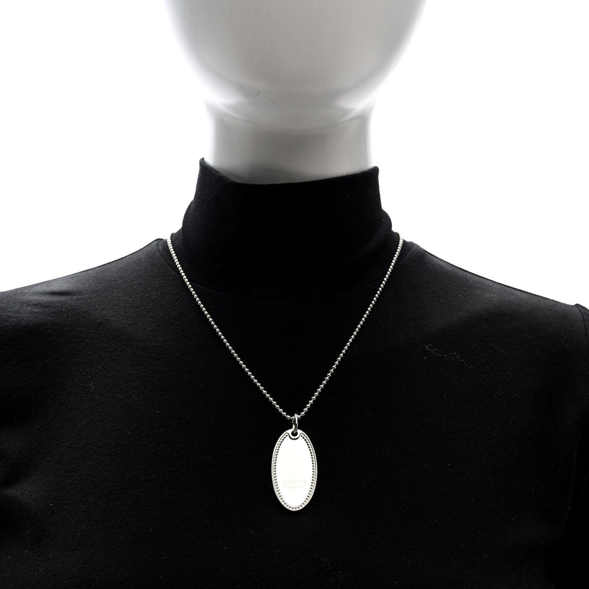 Sterling Silver Trademark Logo Oval Pendant Necklace