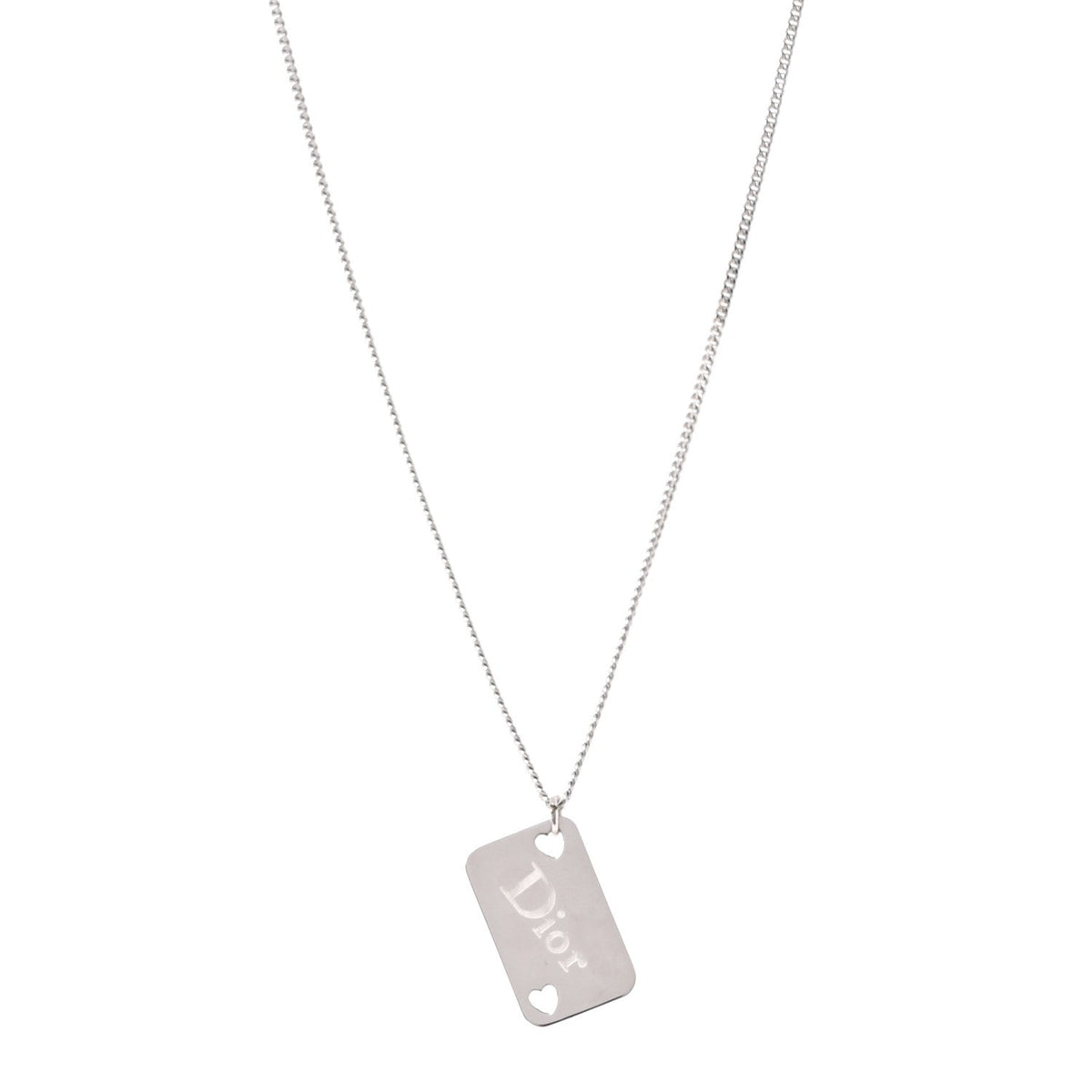 Enamel Logo Tag Short Necklace Silver