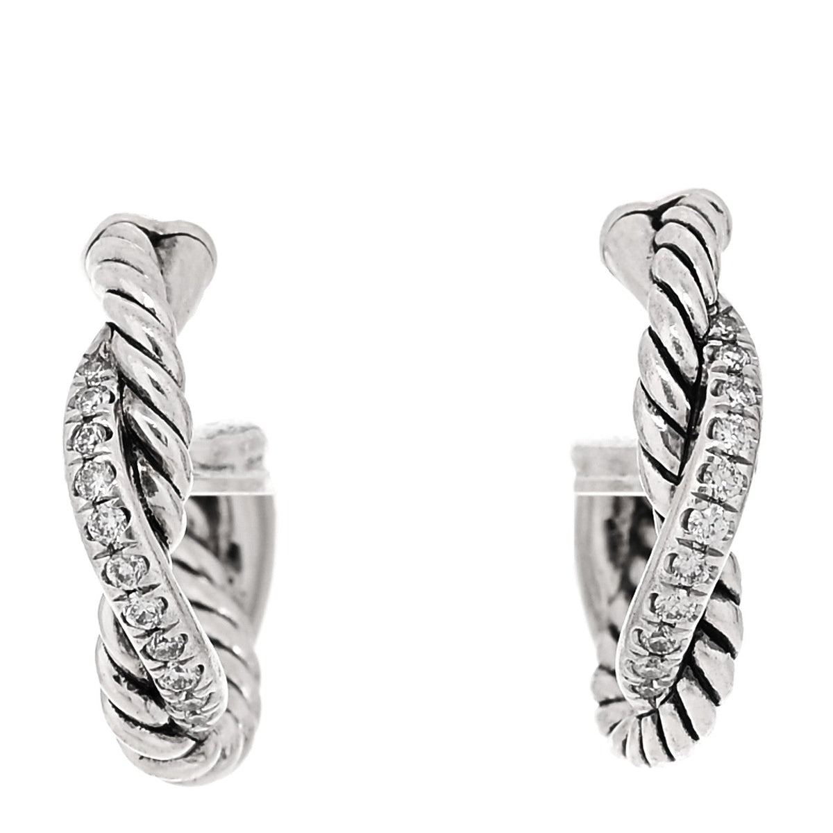 Sterling Silver Diamond Petite Infinity Huggie Hoop Earrings