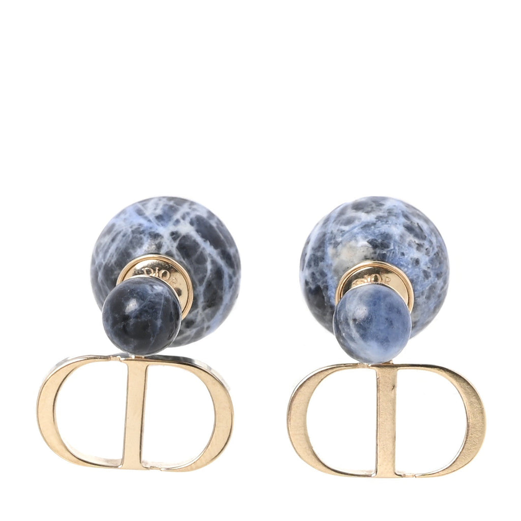 Marble CD Tribal Earrings Blue