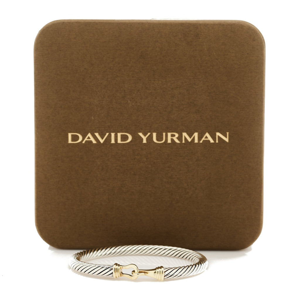 Sterling Silver 14K Yellow Gold 5mm Cable Classic Buckle Bracelet
