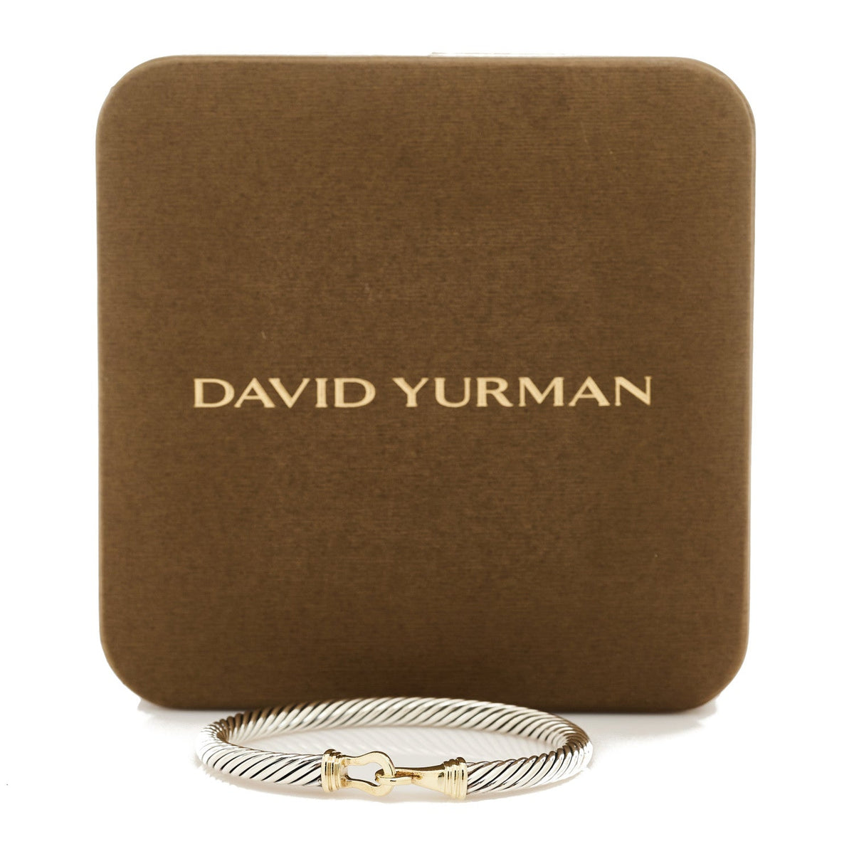 Sterling Silver 14K Yellow Gold 5mm Cable Classic Buckle Bracelet