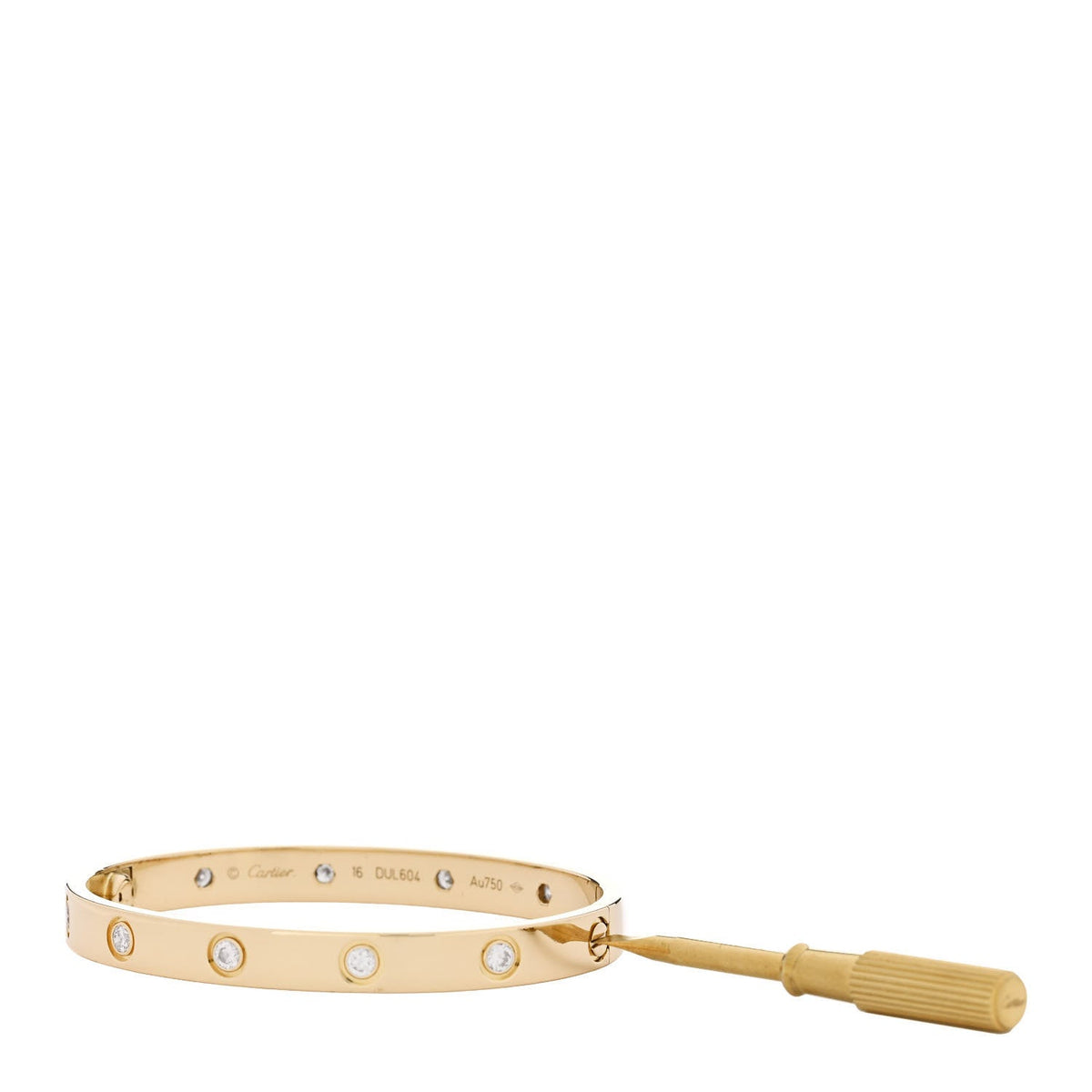 18K Yellow Gold 10 Diamond LOVE Bracelet 16