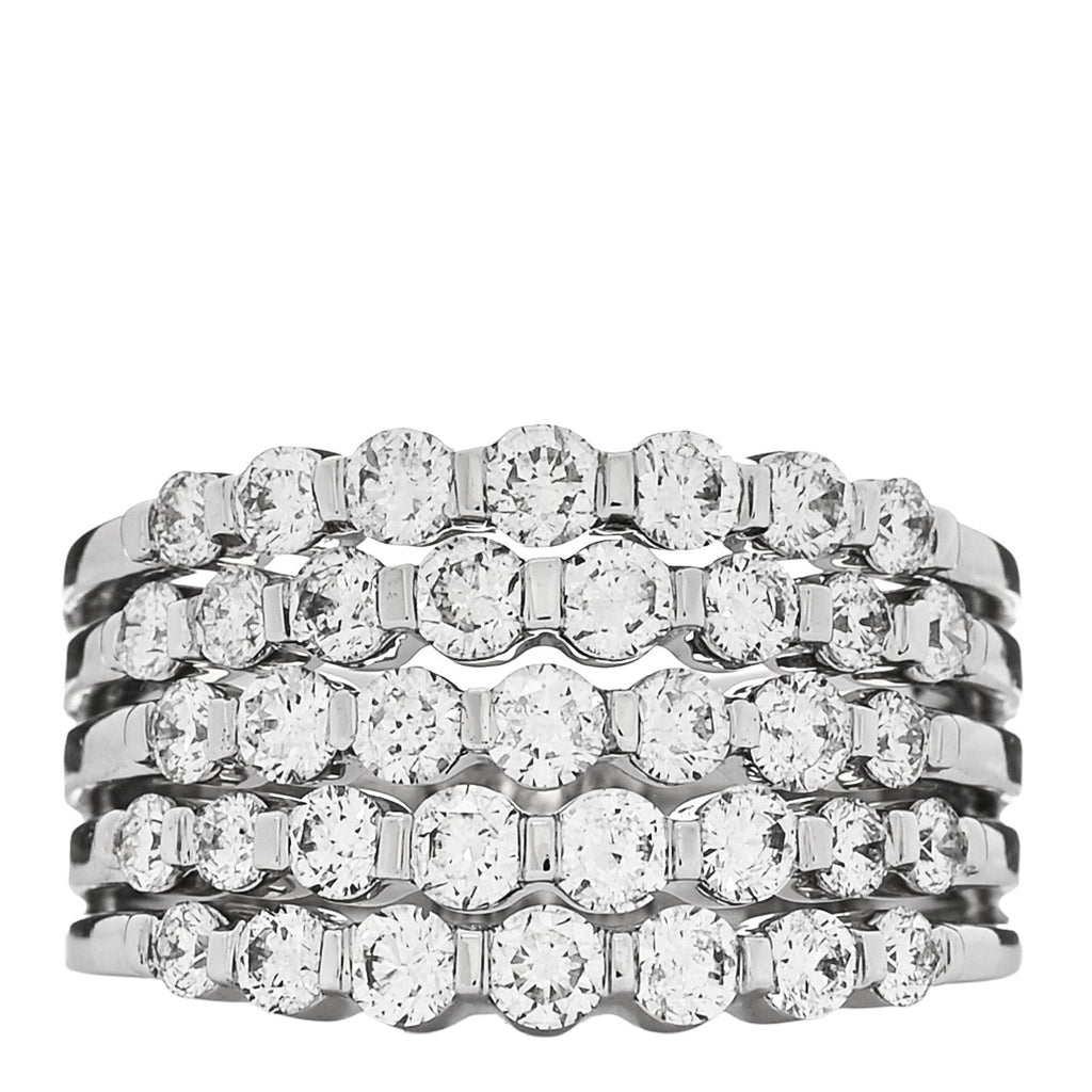 14K White Gold Diamond 1.90ctw Five Row Band Ring 53 6.25