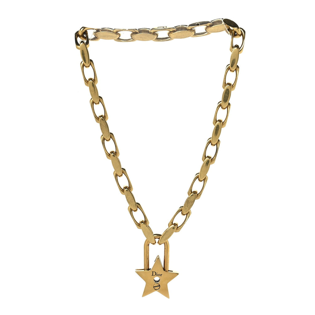 Metal Lucky Star Choker Necklace Aged Gold