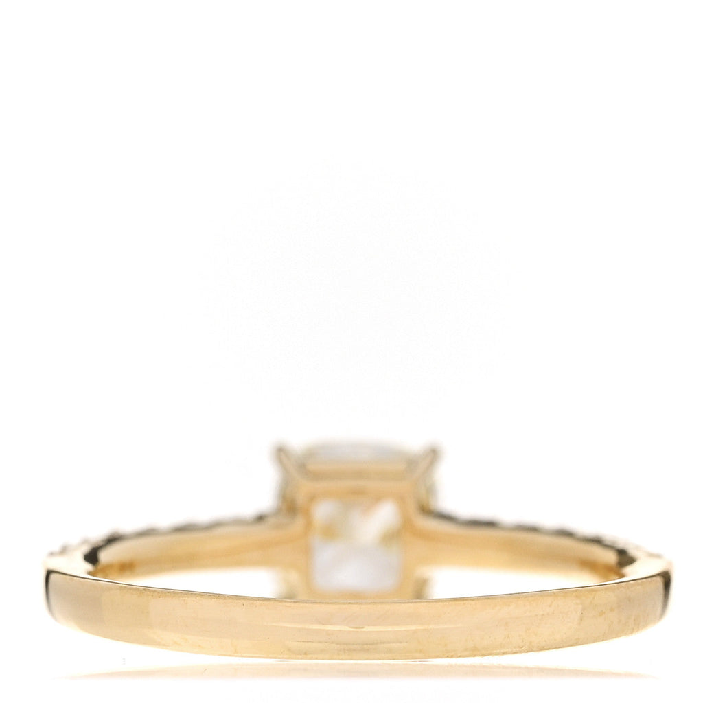 18K Yellow Gold Diamond 1.00ct Cushion Cut Pave Band Engagement Ring 51 5.75