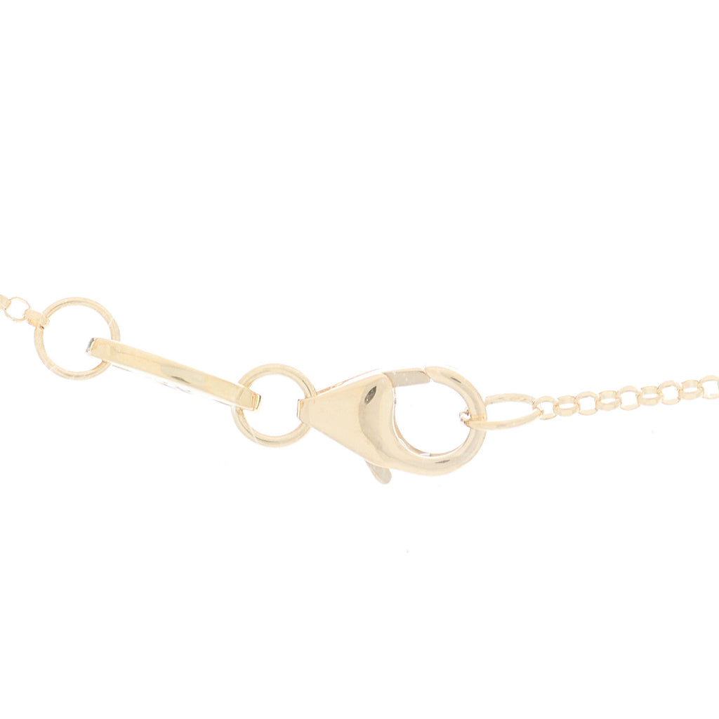 18K Yellow Gold Diamond Princess Flower Charm Station Necklace
