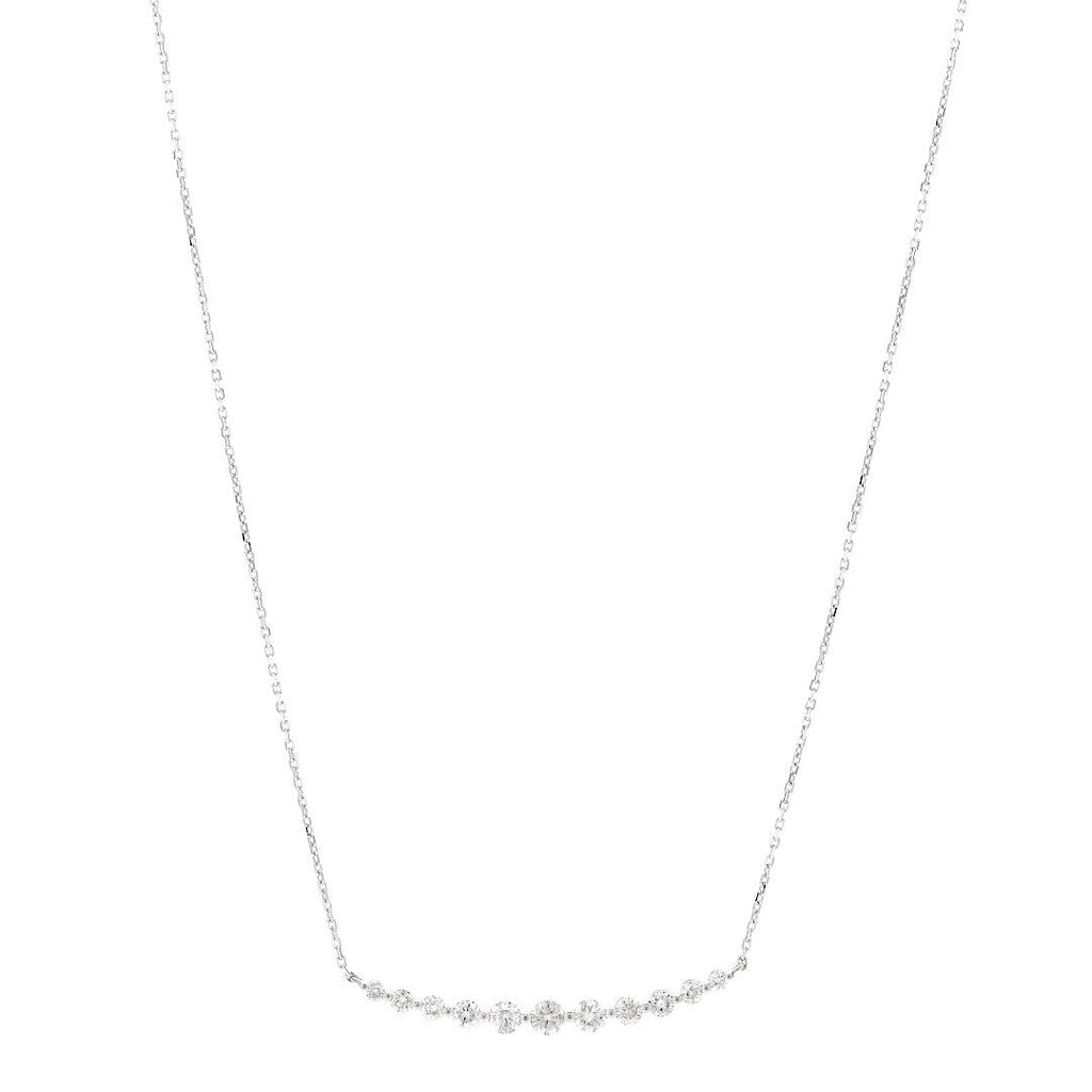 14K White Gold Diamond .80ctw Graduated Station Necklace