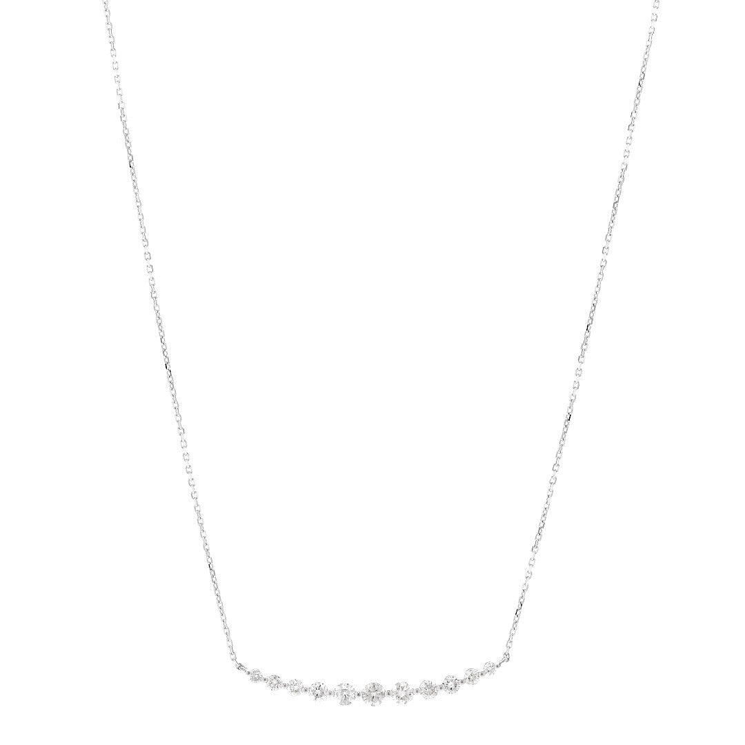 14K White Gold Diamond .80ctw Graduated Station Necklace