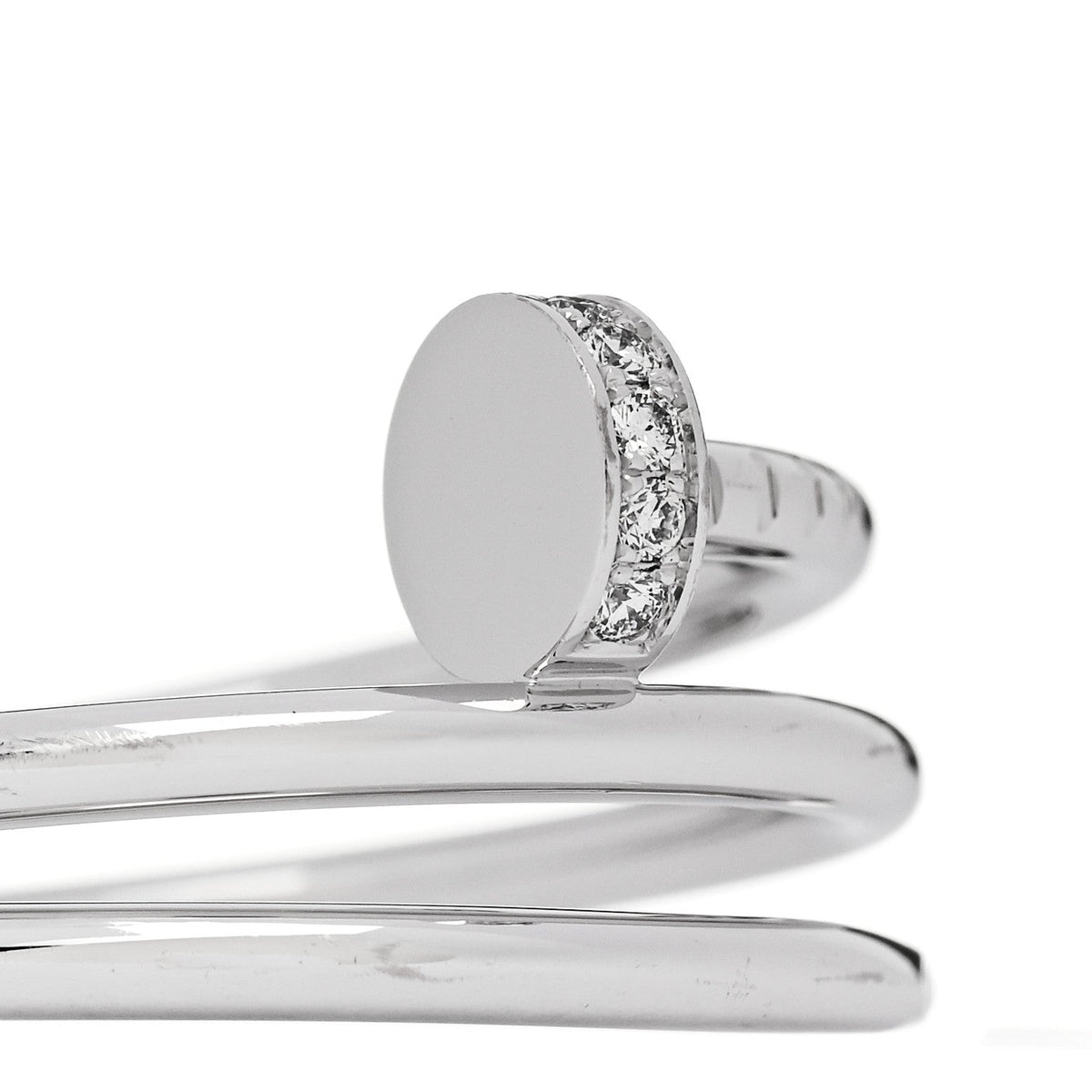 18K White Gold Diamond Double Juste Un Clou Ring 53 6.25