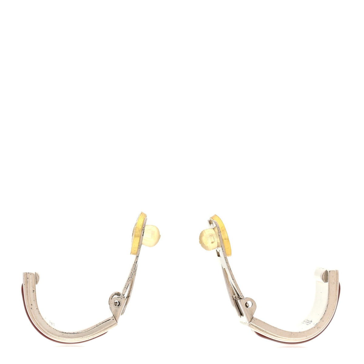 Enamel Printed Chaine d'Ancre Clip On Earrings Silver