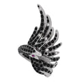 18K White Gold Diamond Black Sapphire Ruby Cypris Swan Ring 52 6