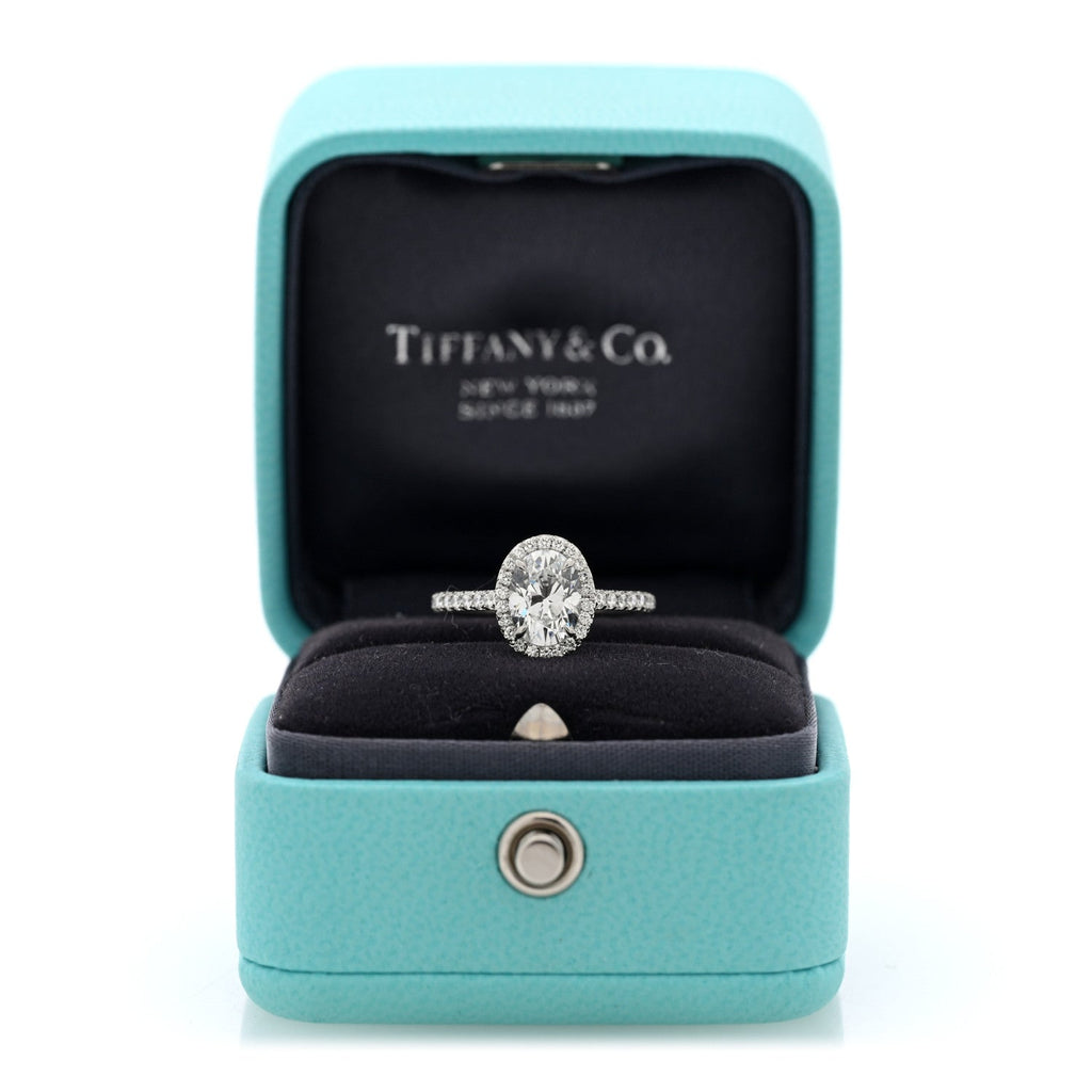 Platinum Diamond 1.06ct Soleste Oval Cut Halo Engagement Ring 46 3.75