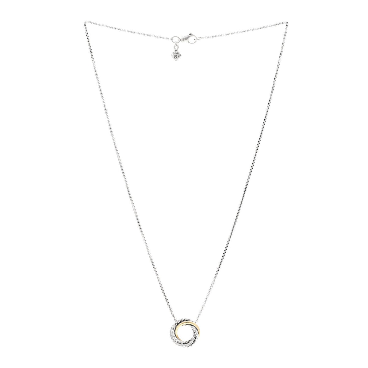Sterling Silver 18K Yellow Gold Diamond 14.5mm Crossover Pendant Necklace