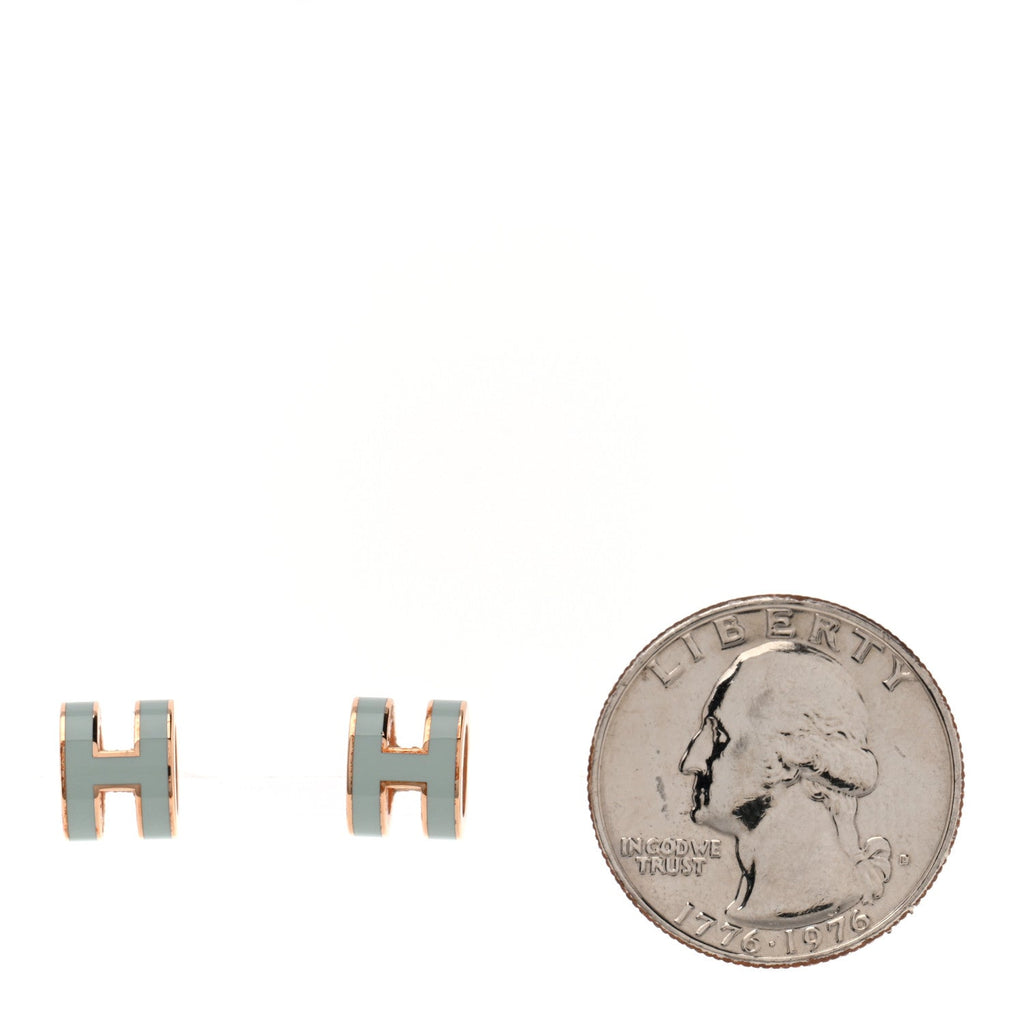 Rose Gold Lacquered Mini Pop H Earrings  Bleu Zephyr