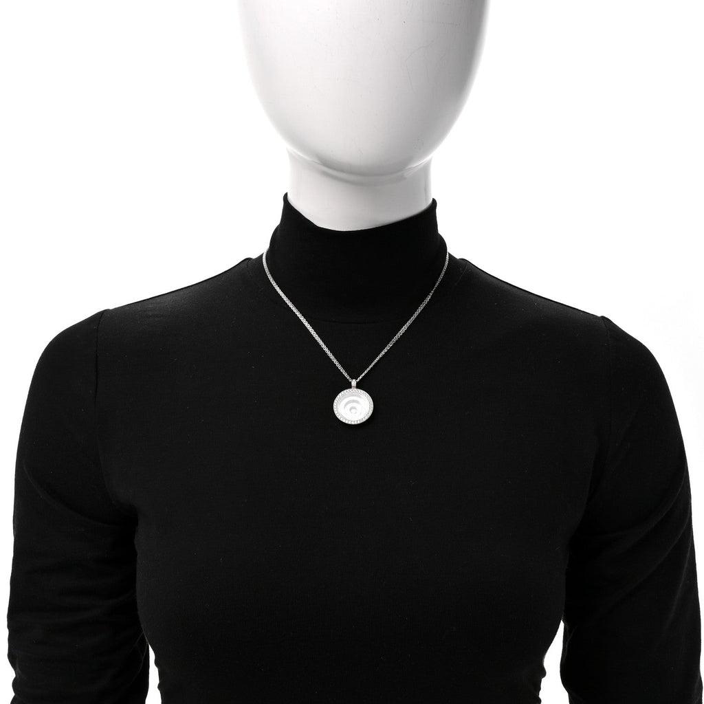 18K White Gold Diamond Happy Spirit Three-Ring Pendant Necklace