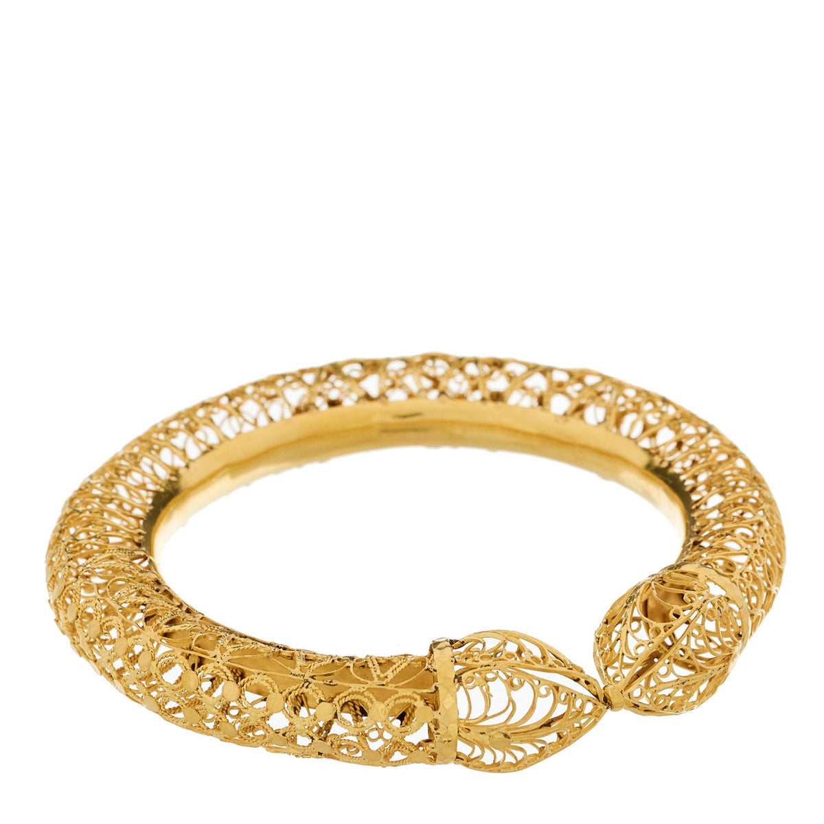 22K Yellow Gold Filigree Bangle Bracelet