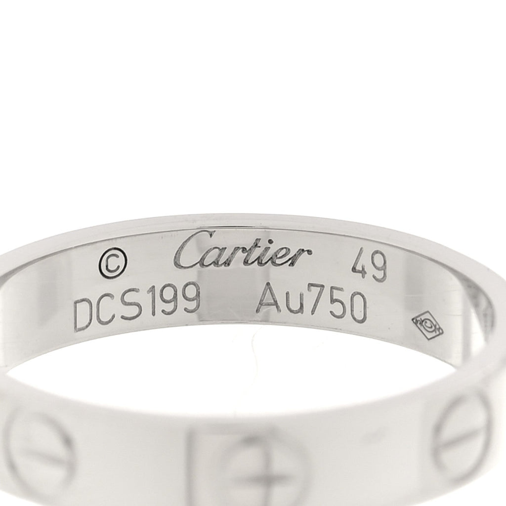 18K White Gold 3.5mm LOVE Wedding Band Ring 49 5