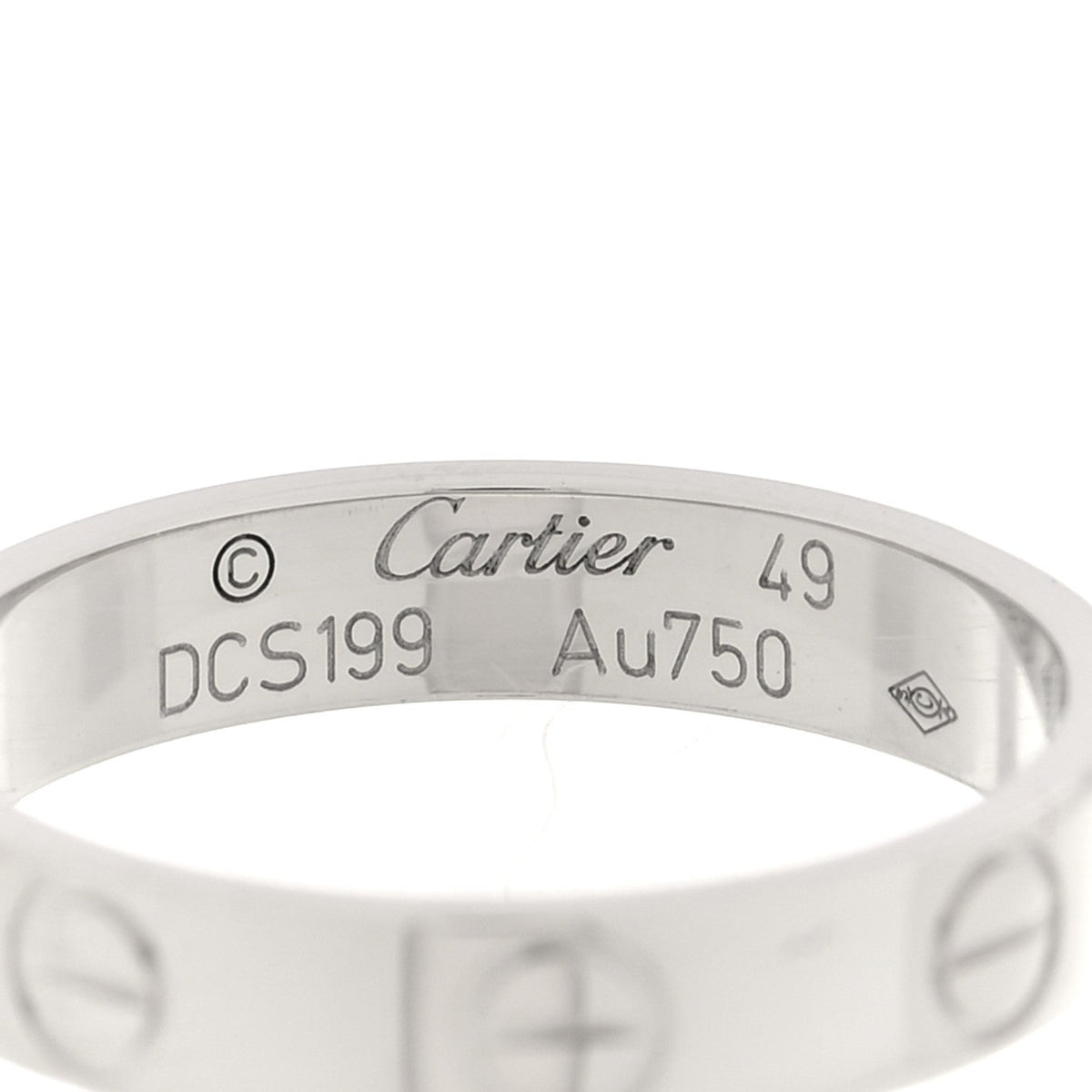 18K White Gold 3.5mm LOVE Wedding Band Ring 49 5