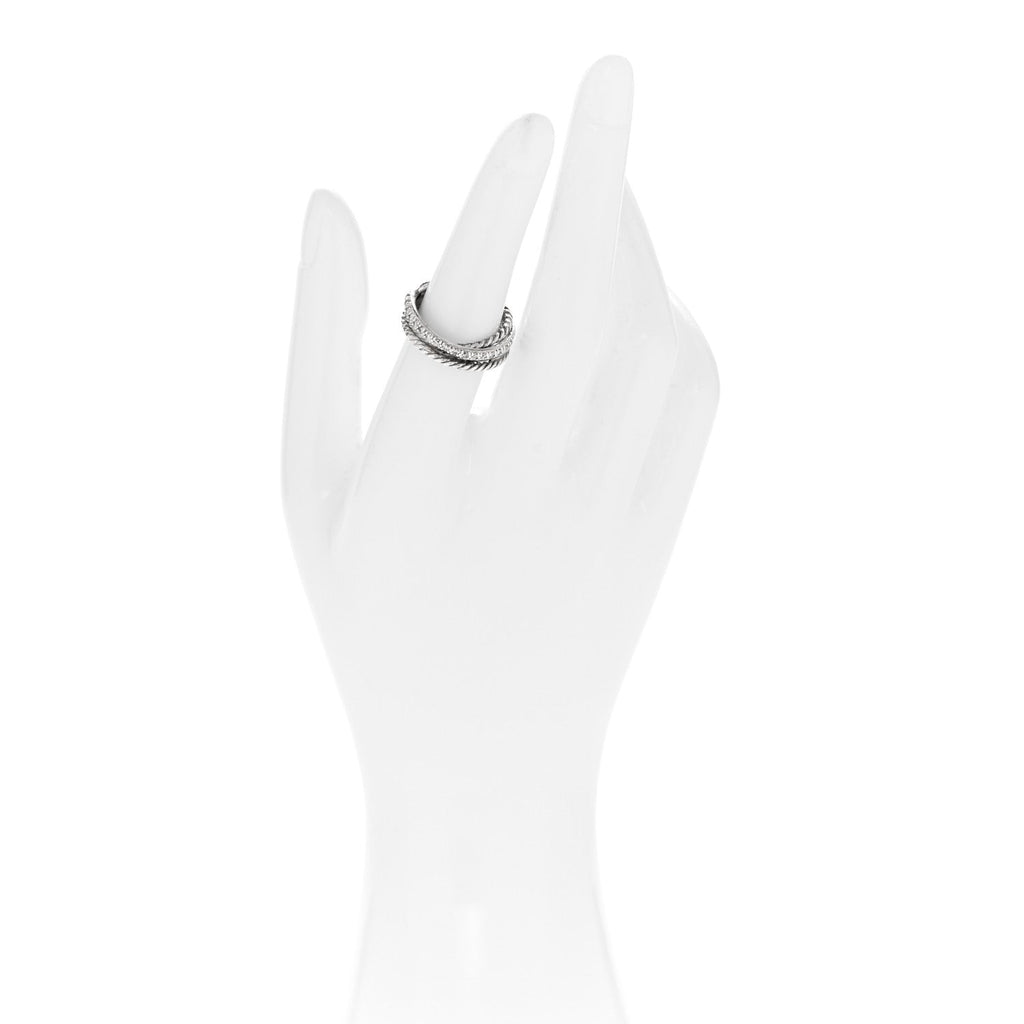 Sterling Silver Diamond 7mm Crossover Ring 50 5.5