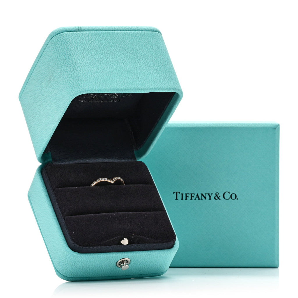 18K Rose Gold Diamond Soleste V Band Ring 48 4.5