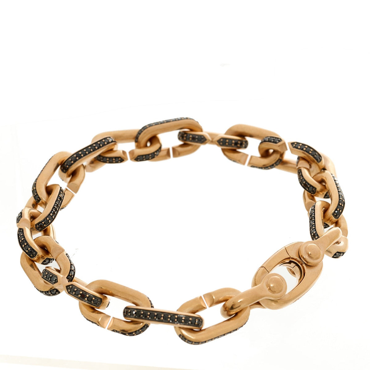 18K Rose Gold Black Diamond Streamline Link Bracelet