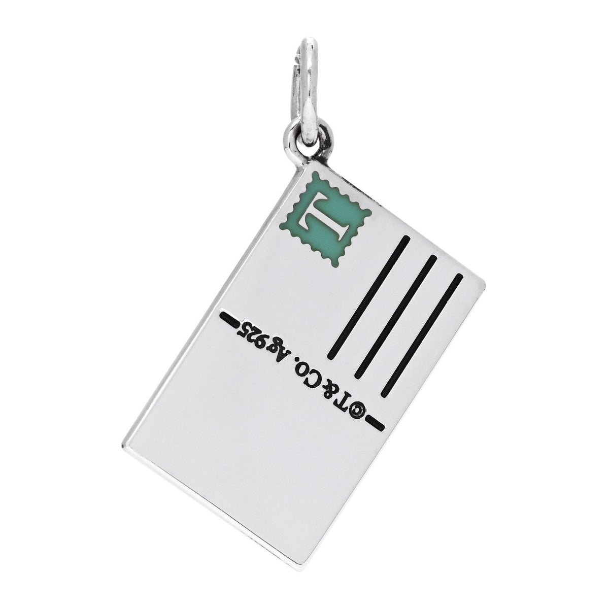 Sterling Silver Enamel Milan Postcard Charm Blue