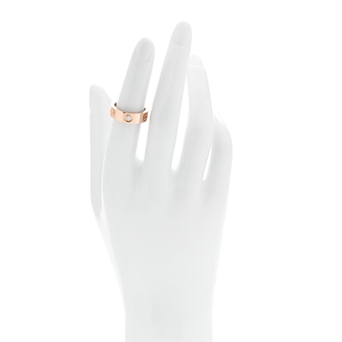 18K Pink Gold 3 Diamond 5.5mm LOVE Ring 50 5.25