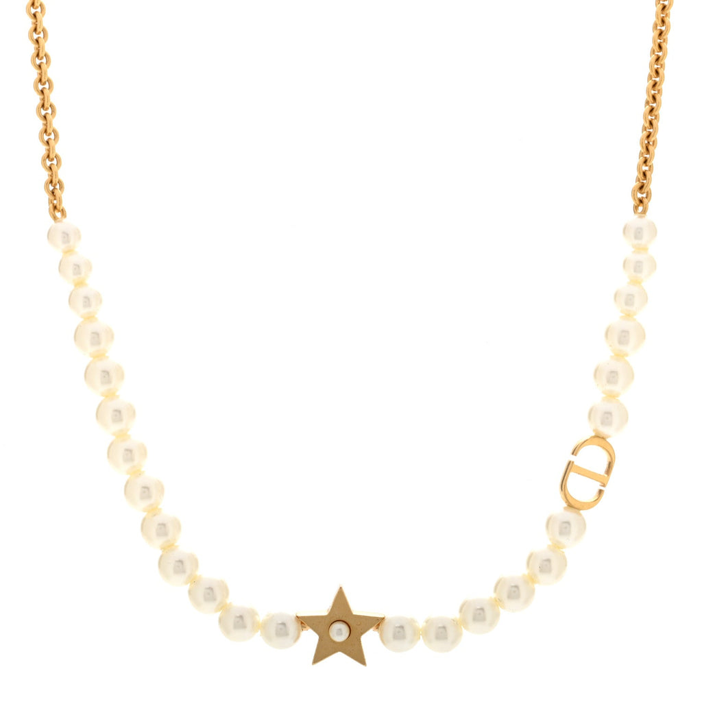 Pearl CD Star Choker Necklace Gold