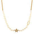 Pearl CD Star Choker Necklace Gold