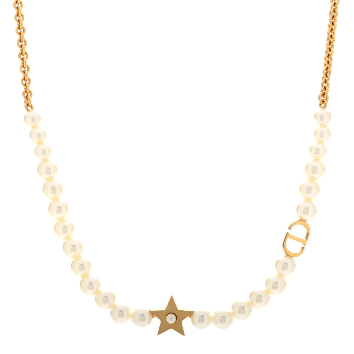 Pearl CD Star Choker Necklace Gold