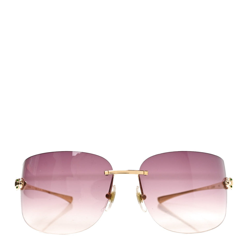 Metal Rimless Panthere De Cartier Sunglasses CT0266S Gold
