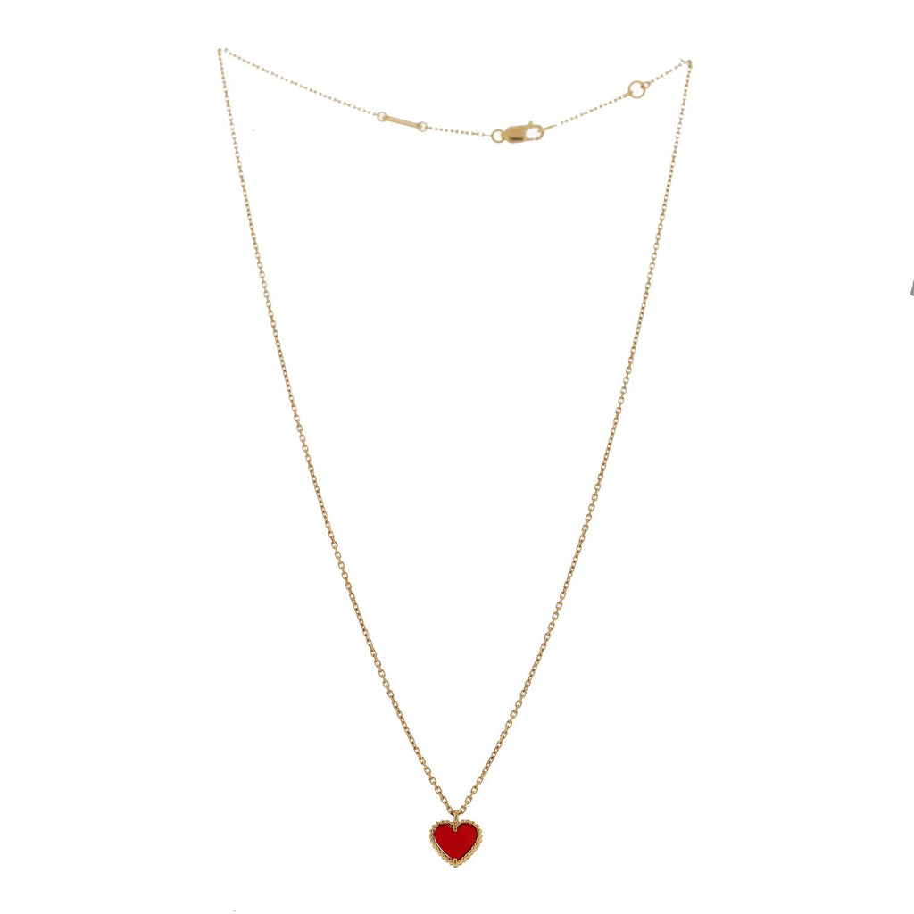 18k Rose Gold Carnelian Sweet Alhambra Heart Pendant Necklace