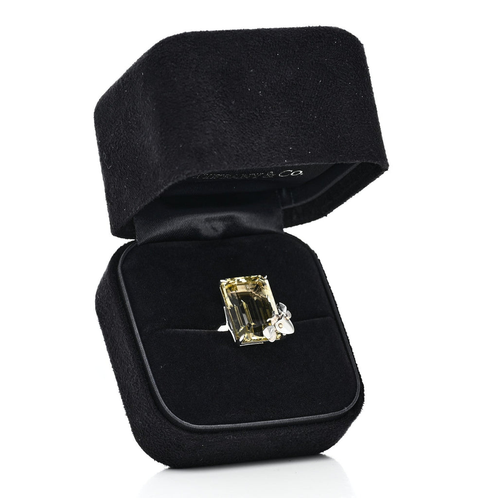 Sterling Silver 18K Yellow Gold Citrine Return to Tiffany Love Bugs Bee Ring 50 5.25