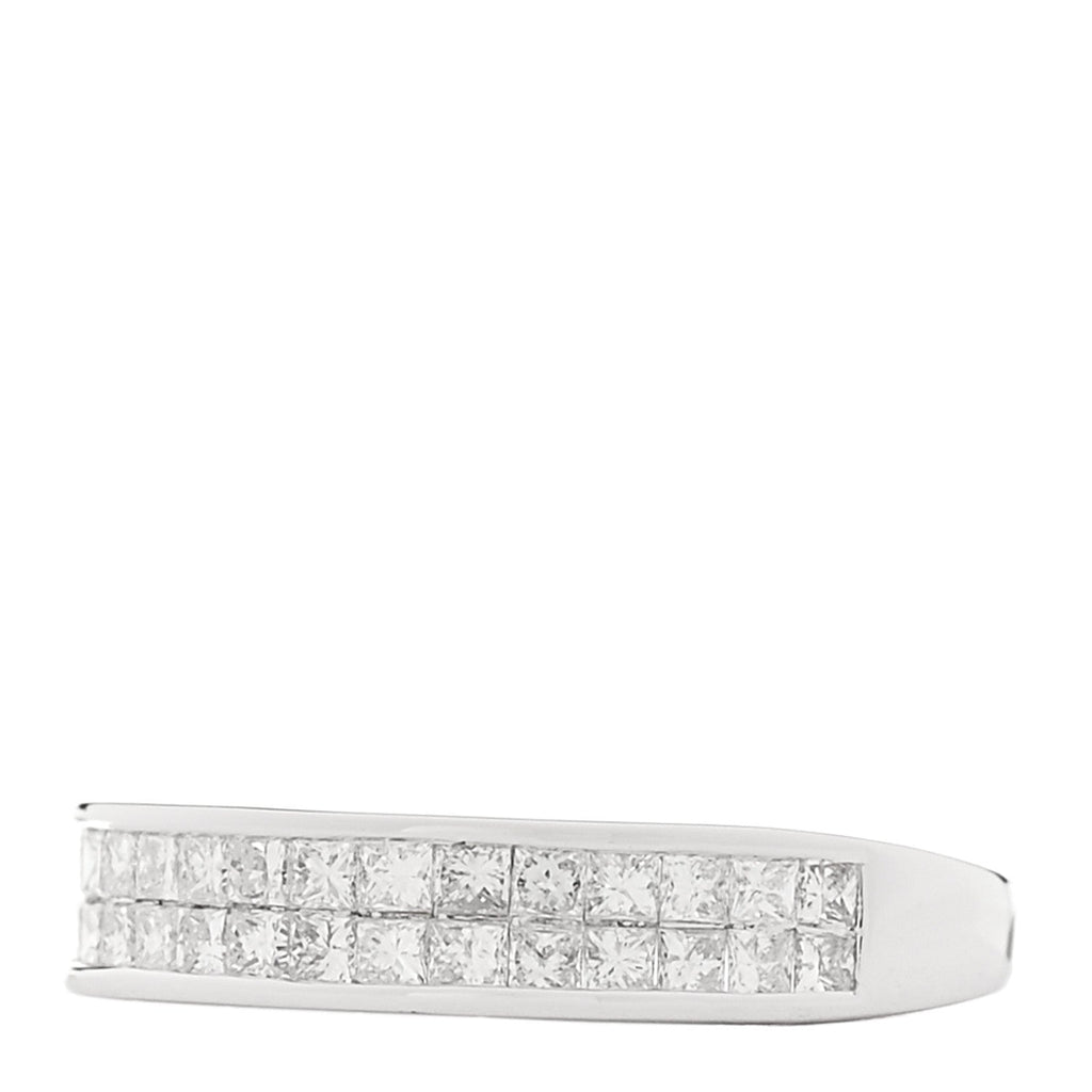 18K White Gold Diamond .80ctw Princess Cut Half Eternity Band Ring  52 6