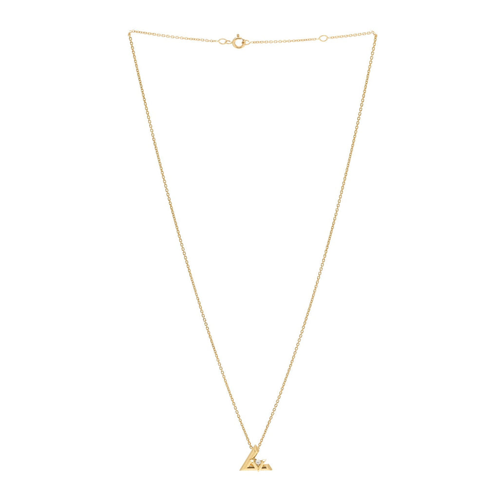 18K Yellow Gold Diamond Small LV Volt One Pendant Necklace