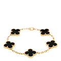 18K Yellow Gold Black Onyx 5 Motifs Vintage Alhambra Bracelet