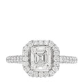 18K White Gold Diamond .96ct Asscher Cut Pave Engagement Ring 45 3.5