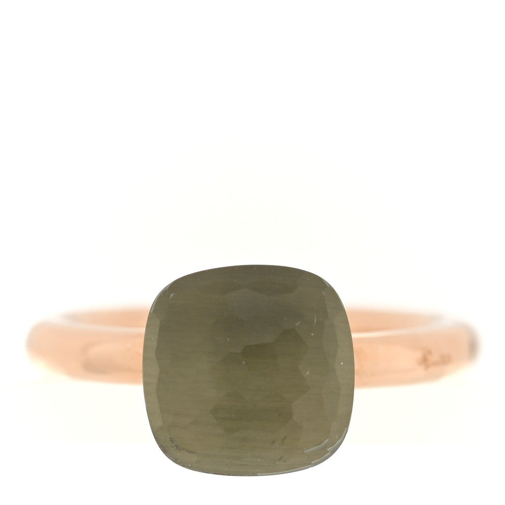 18K Rose White Gold Prasiolite Classic Nudo Ring 45 3.25