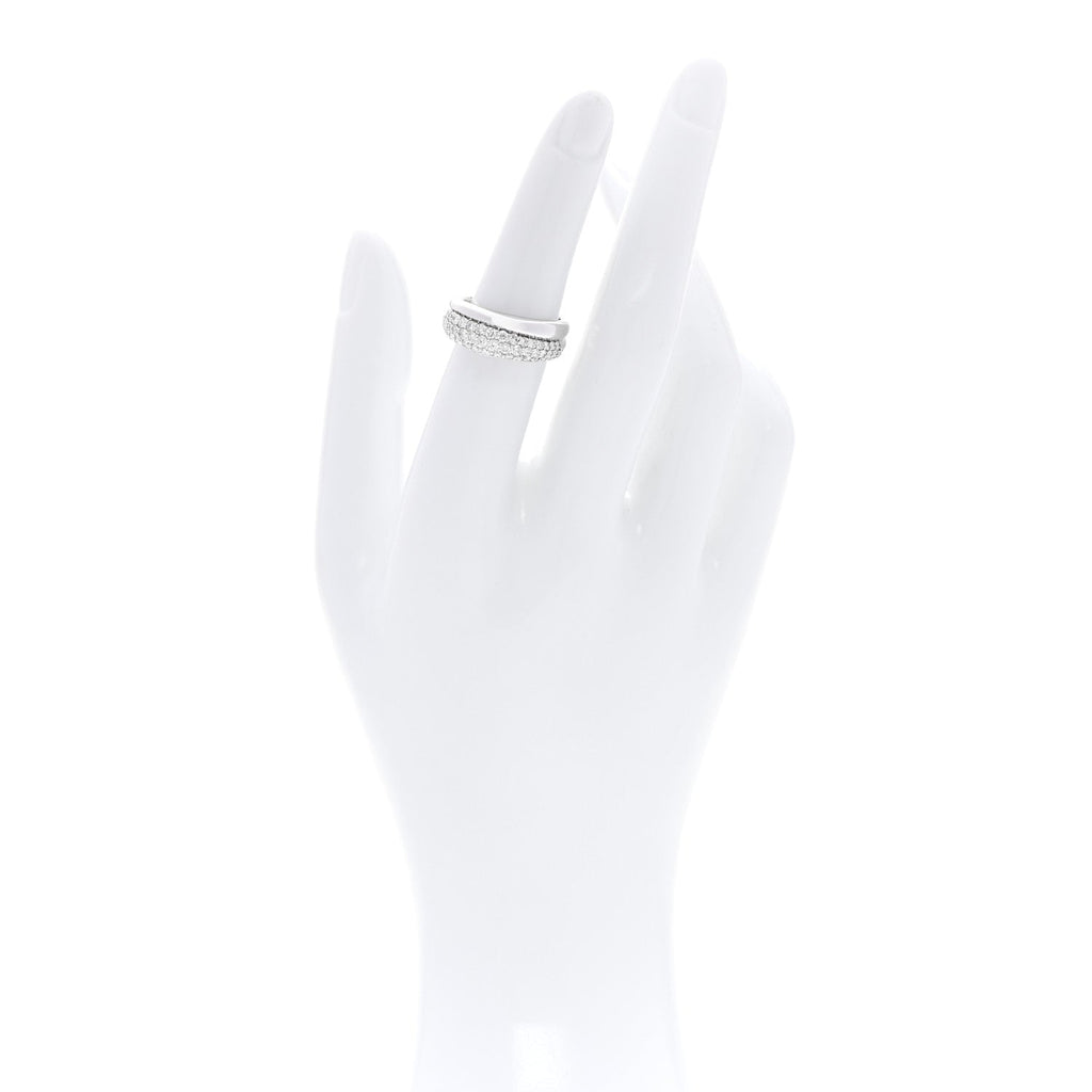 18K White Gold Diamond 1.00ctw Two Band Ring 51 5.75