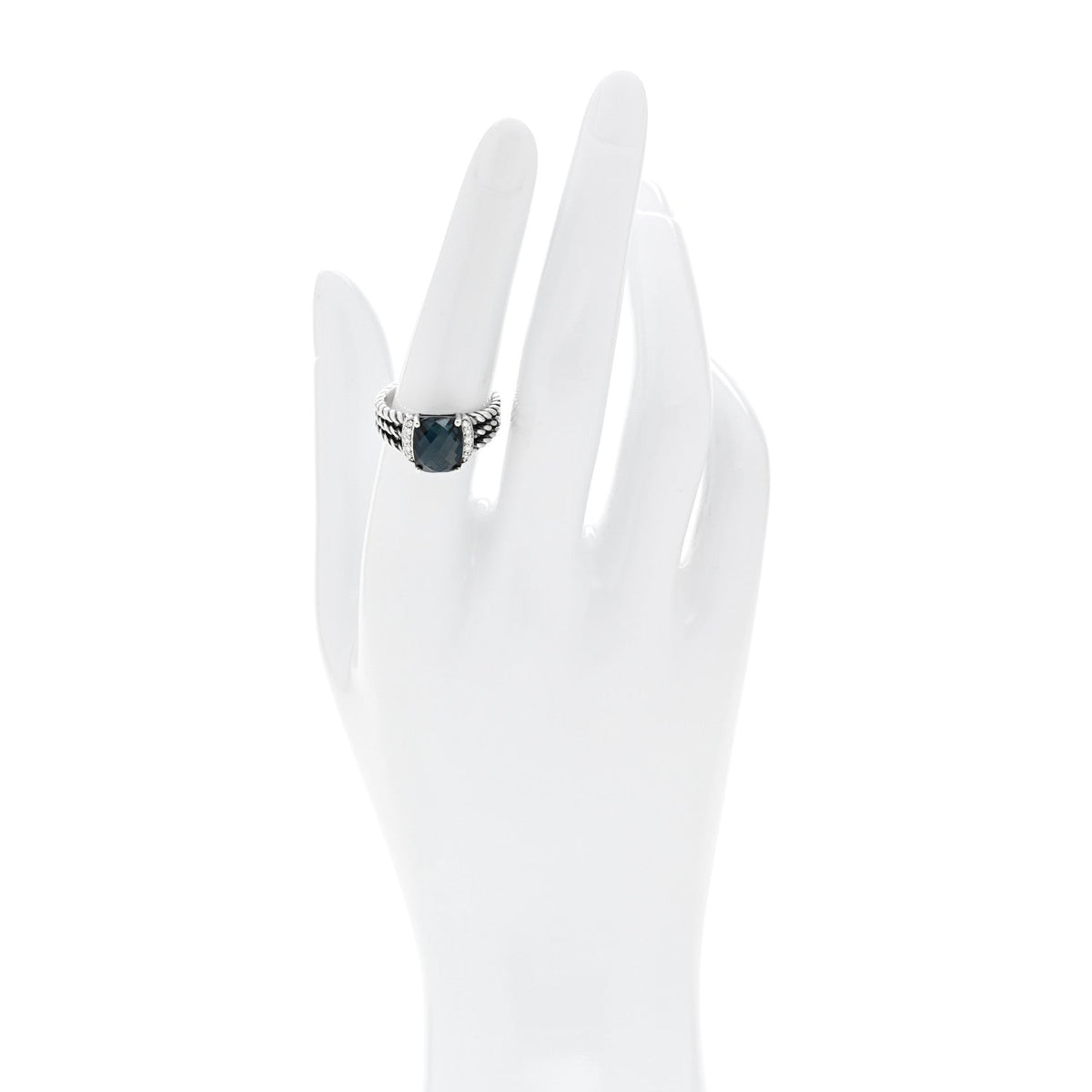 Sterling Silver Diamond Hampton Blue Topaz 10mm Petite Wheaton Ring 54 7