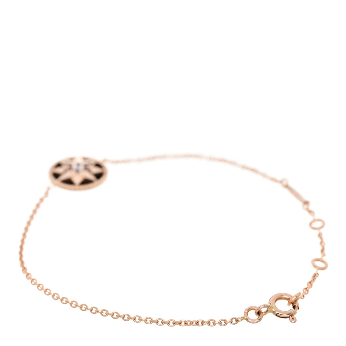 18K Rose Gold Diamond Black Onyx Rose Des Vents Bracelet