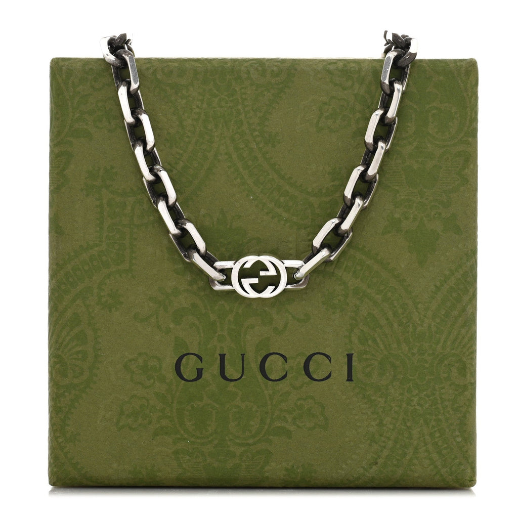 Sterling Silver Interlocking GG Chain Necklace