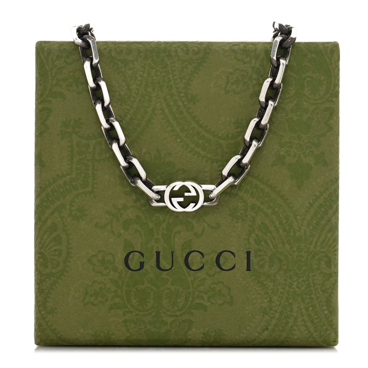Sterling Silver Interlocking GG Chain Necklace
