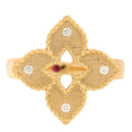 18K Yellow Gold Diamond Petite Venetian Princess Flower Ring 51 5.75