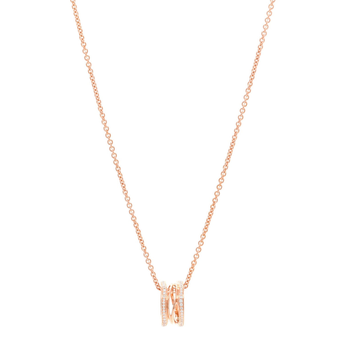 18K Rose Gold Diamond B.Zero1 Open Legends Pendant Necklace