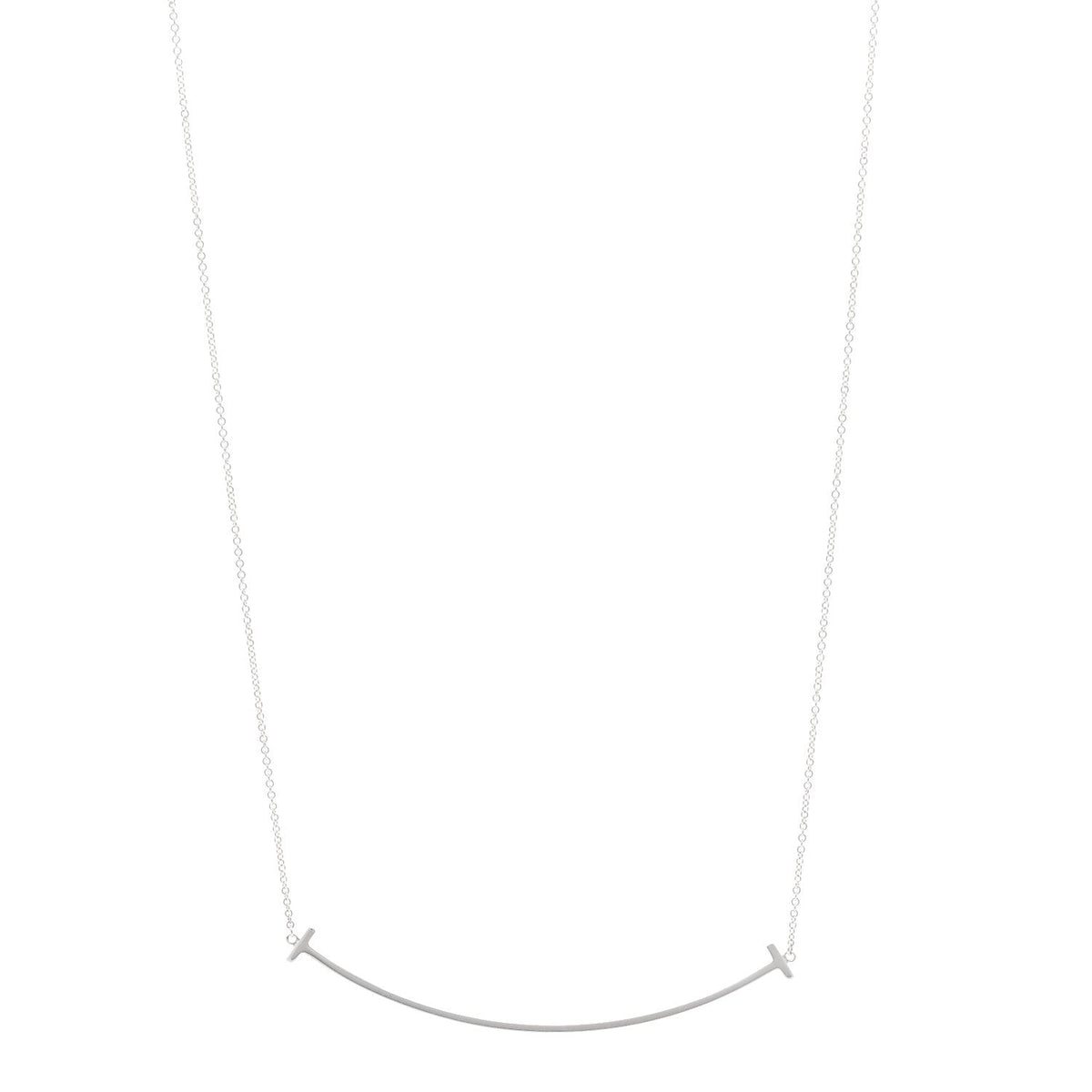 Sterling Silver Large T Smile Pendant Necklace
