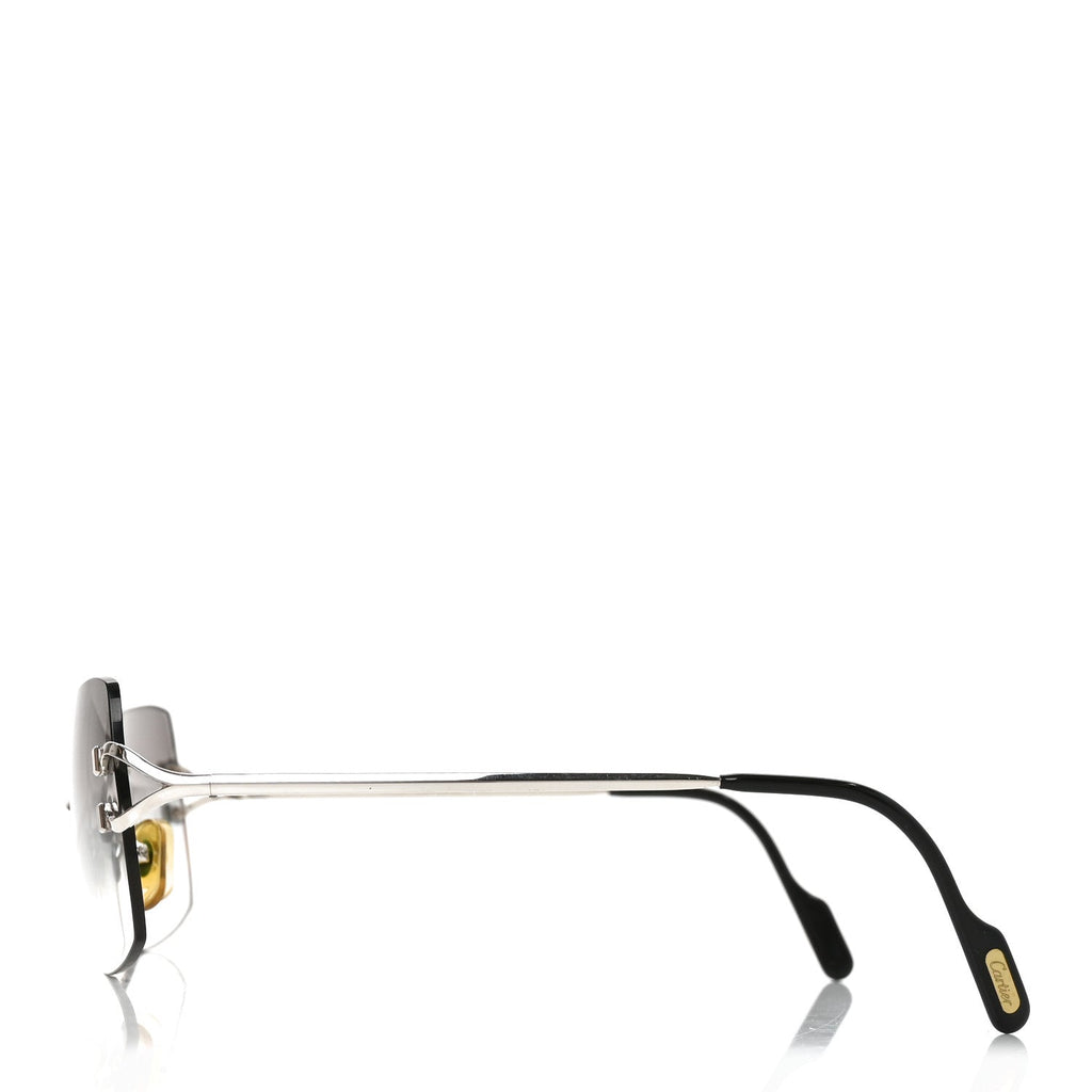Metal Rimless C De Cartier 135 Square Sunglasses Silver Black