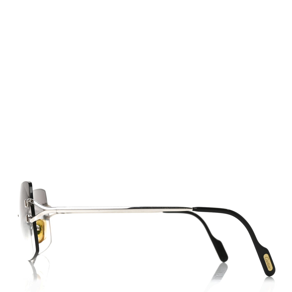 Metal Rimless C De Cartier 135 Square Sunglasses Silver Black